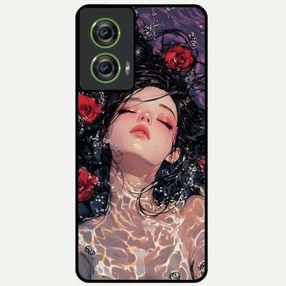  Crimson Rose Serenity Glass Case For Moto Edge 50 Fusion back cover – full design glossy printed glass finish