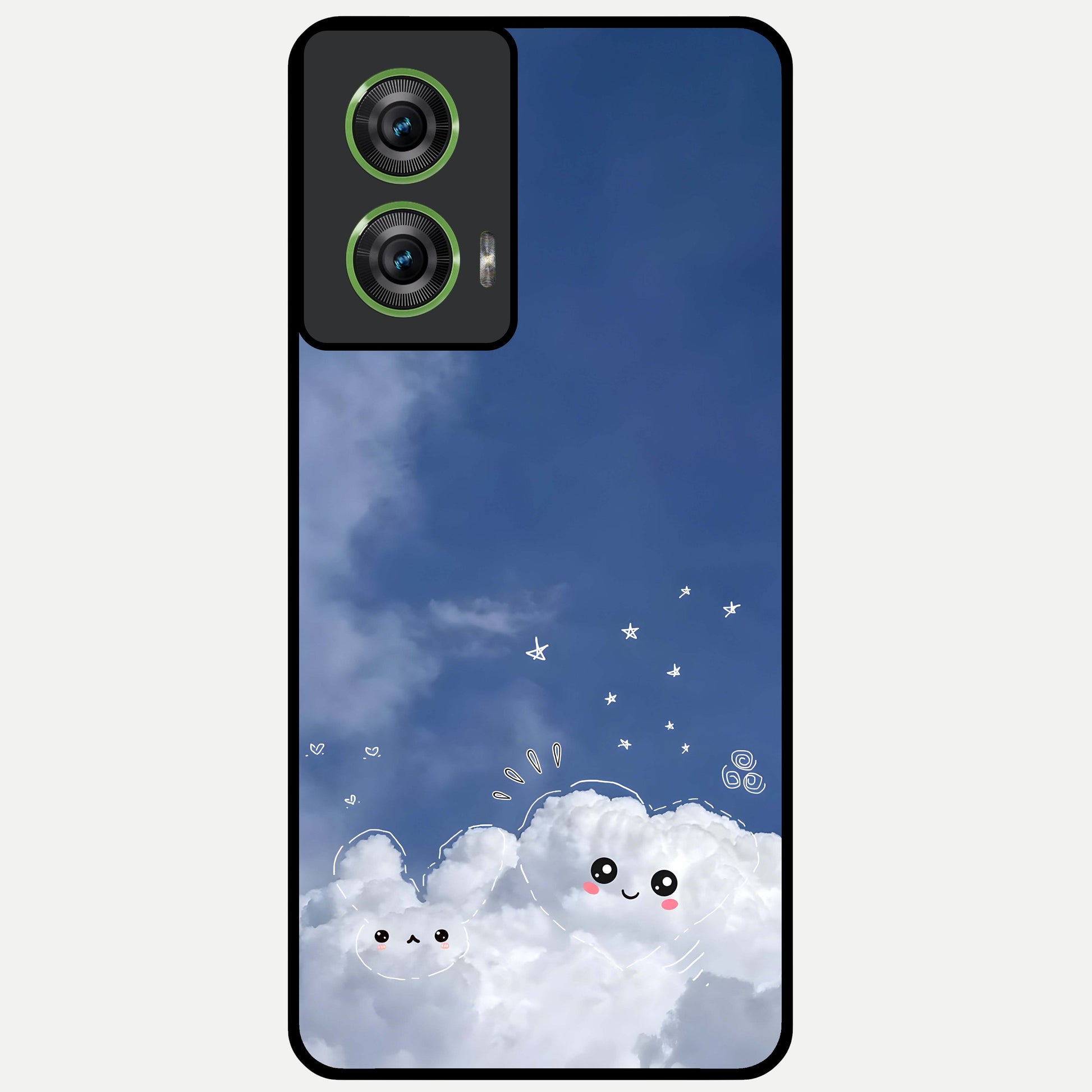  Cute Blossom Cloud Glass Case For Moto Edge 50 Fusion back cover – full design glossy printed glass finish