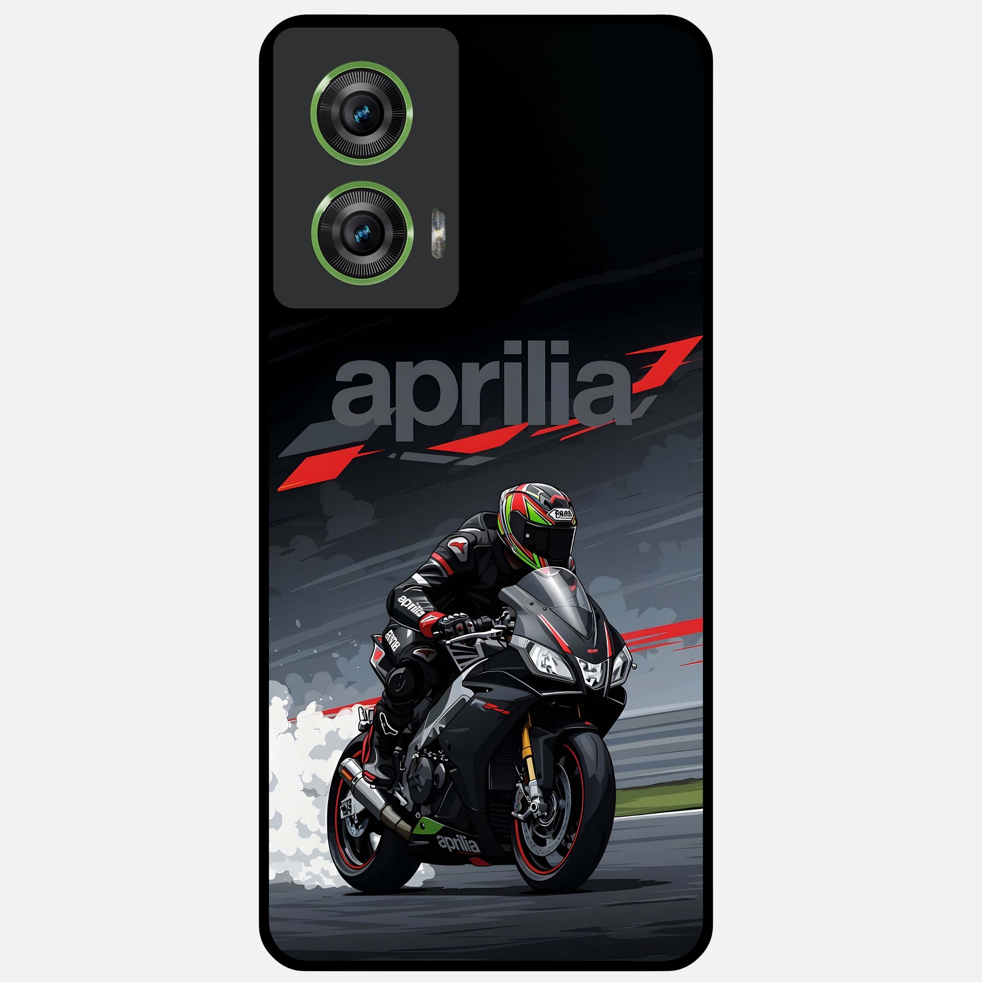  Dark Aprilla Glass Case For Moto Edge 50 Fusion back cover – full design glossy printed glass finish