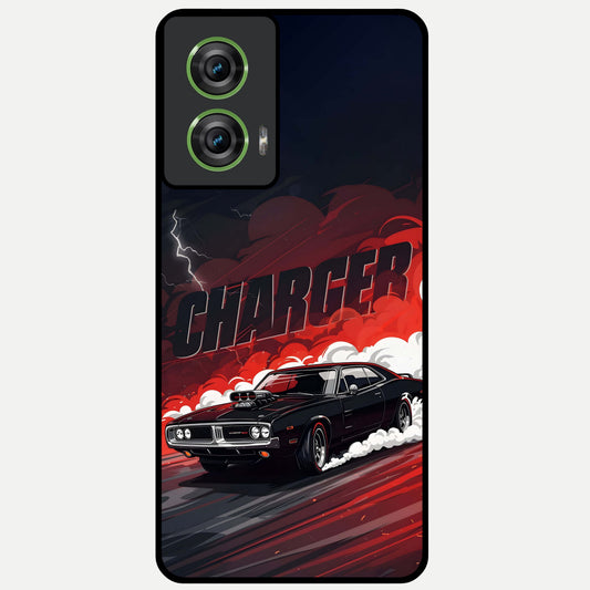  Dark Charger Fury Glass Case For Moto Edge 50 Fusion back cover – full design glossy printed glass finish