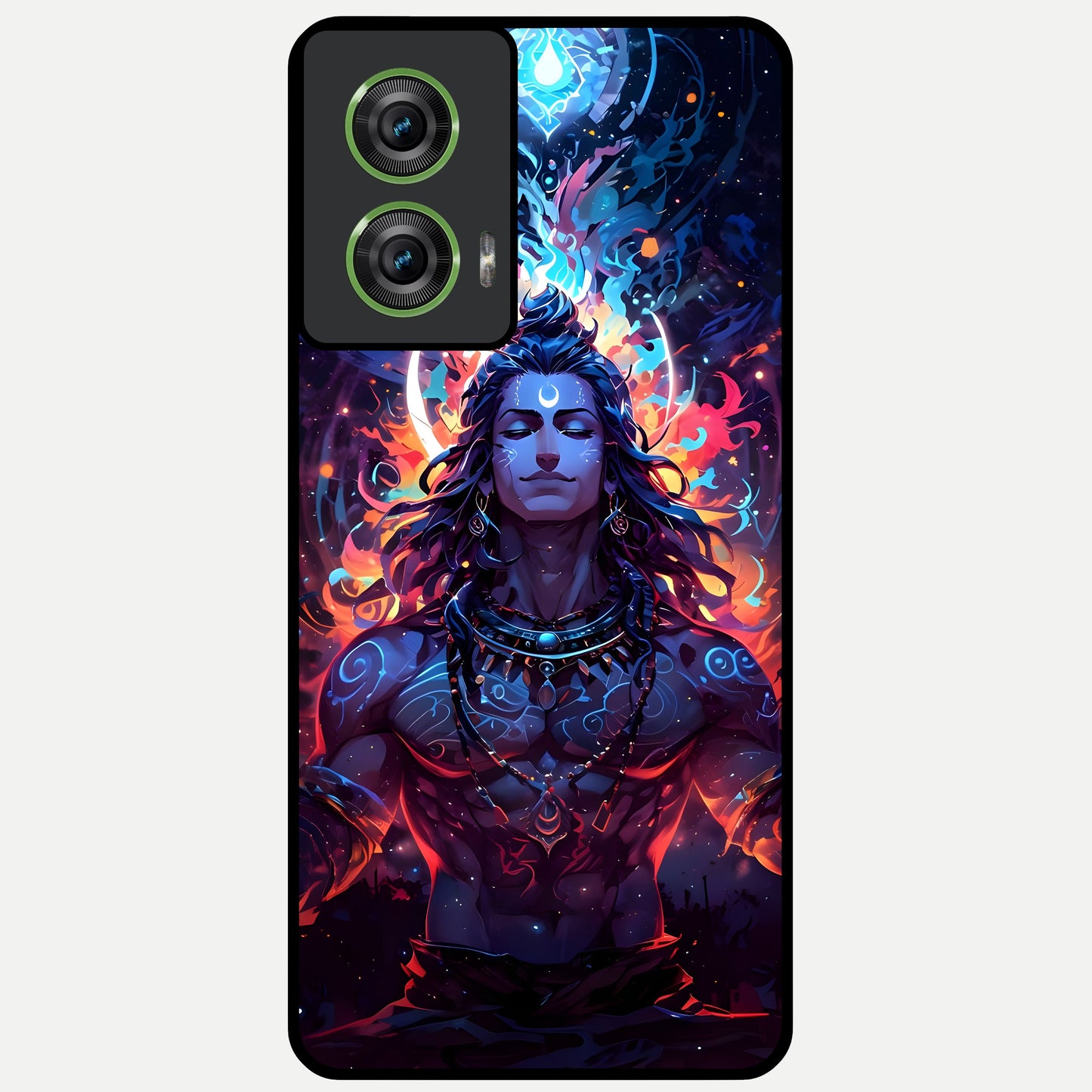  Divine Fire Shiv Glass Case For Moto Edge 50 Fusion back cover – full design glossy printed glass finish
