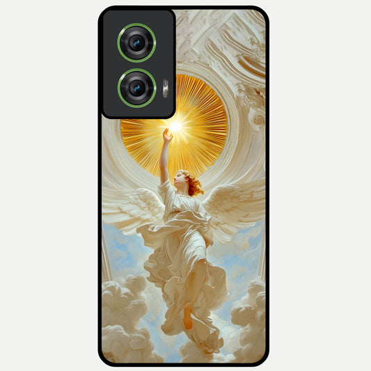  Divine Light Angel Glass Case For Moto Edge 50 Fusion back cover – full design glossy printed glass finish