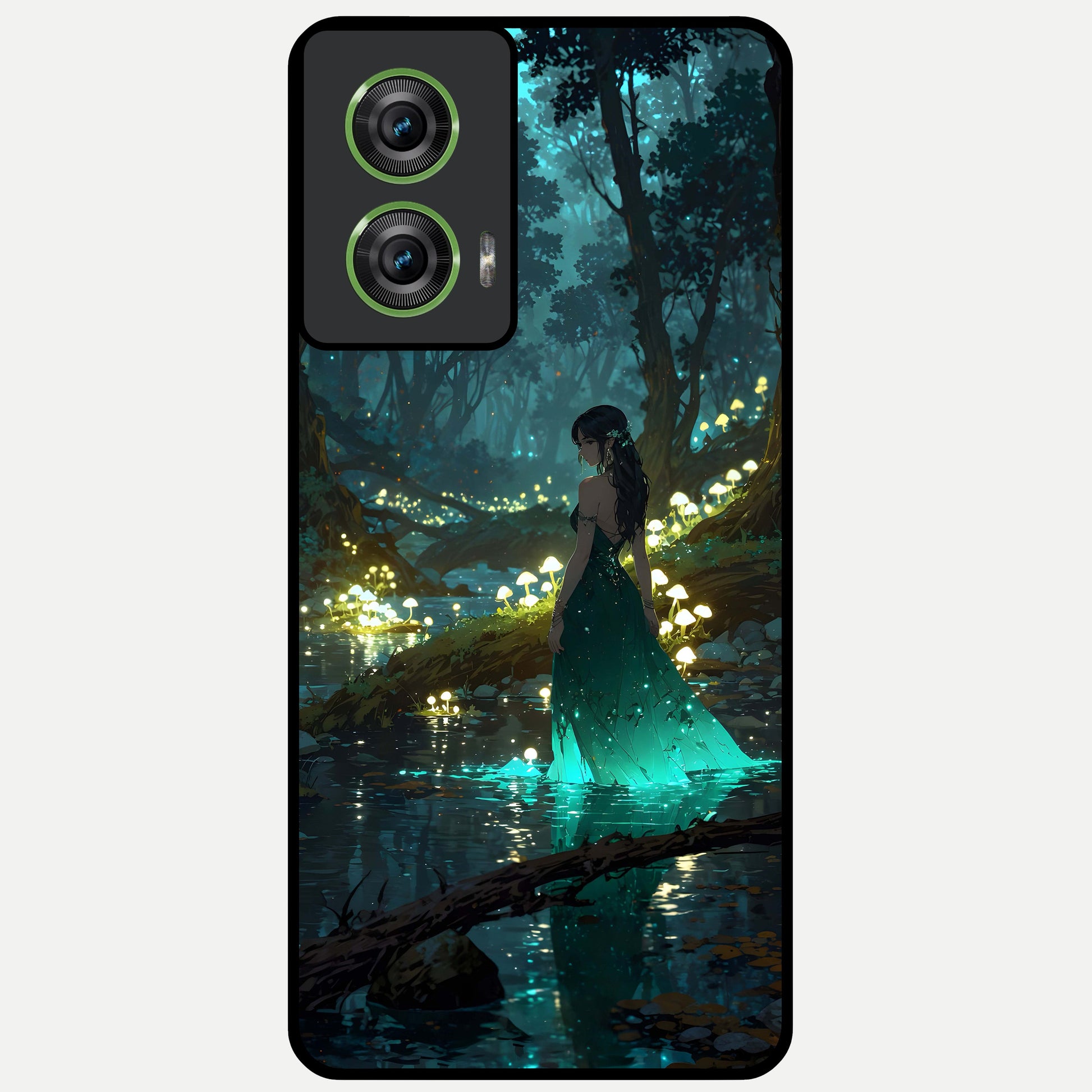 Enchanted Forest Glow Glass Case For Moto Edge 50 Fusion back cover – full design glossy printed glass finish
