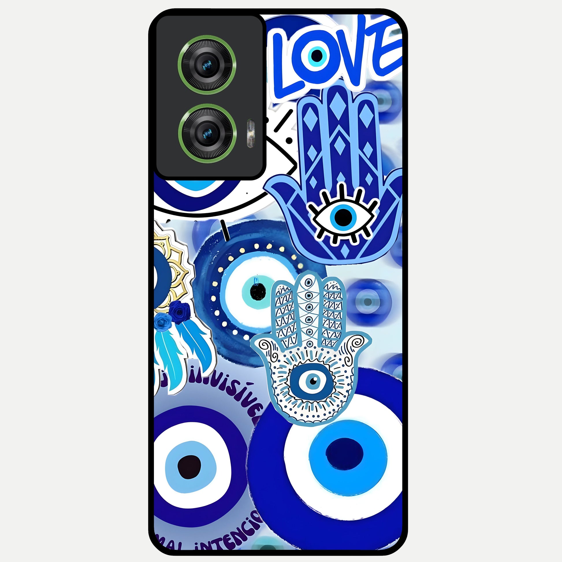  Evil Eyes Dream Glass Case For Moto Edge 50 Fusion back cover – full design glossy printed glass finish
