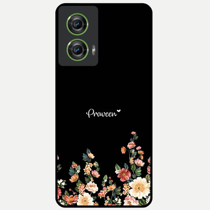  Floral Design Personalized Custom Name Glass Case For Moto Edge 50 Fusion back cover – full design glossy printed glass finish