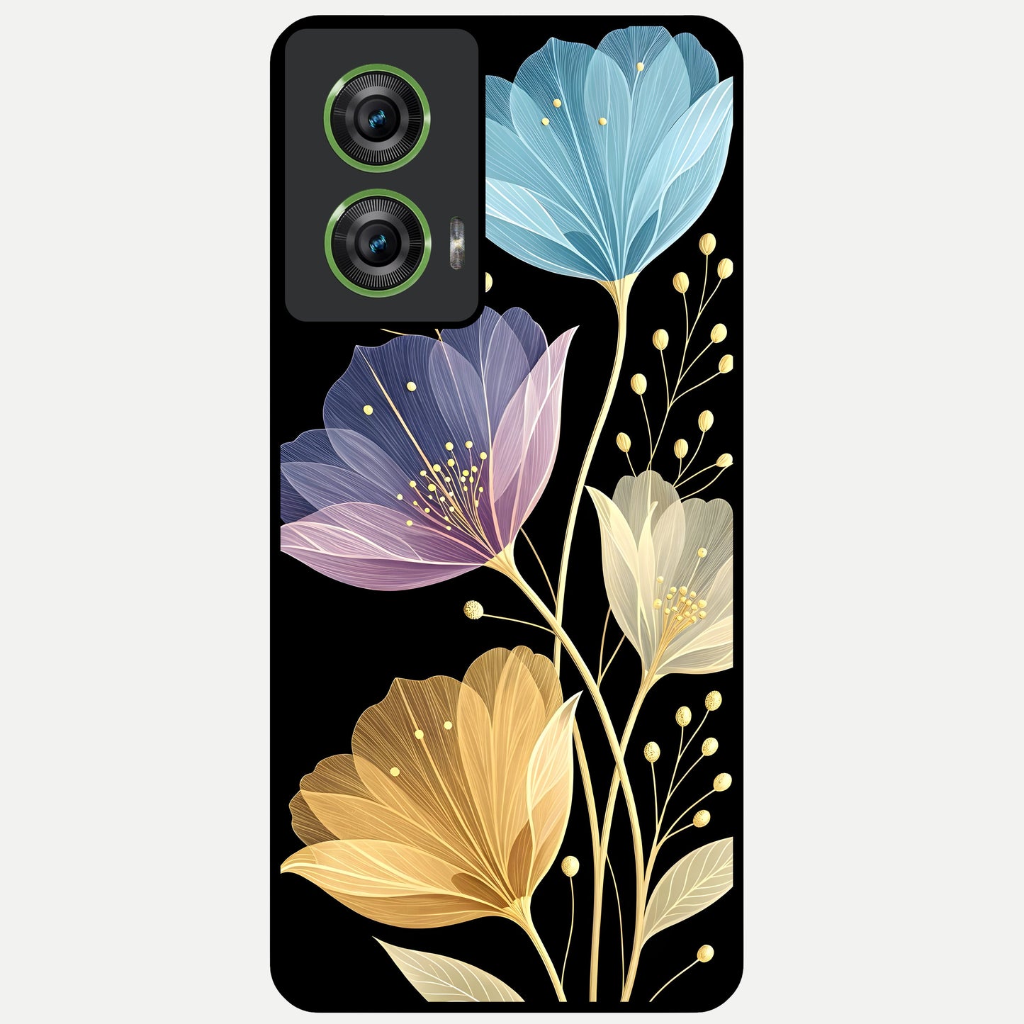  Flower Bloom Glow Glass Case For Moto Edge 50 Fusion back cover – full design glossy printed glass finish