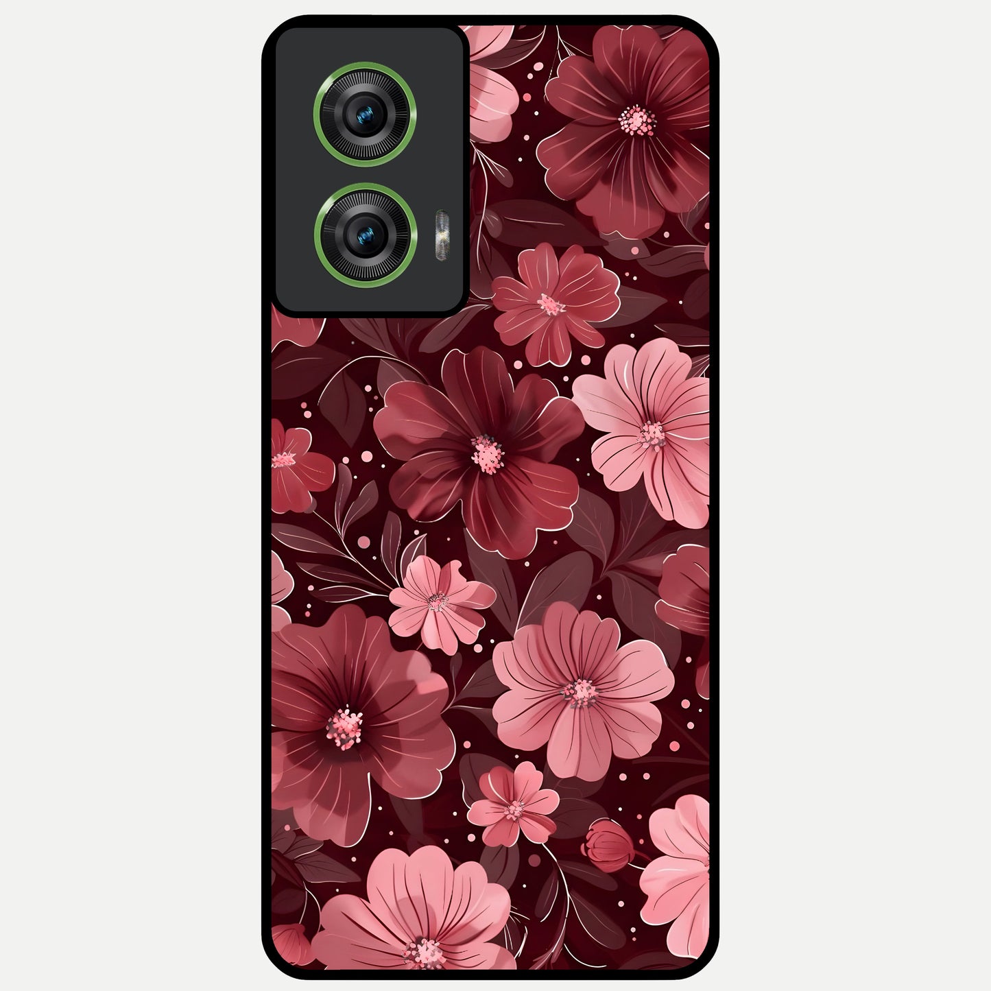  Flower Blush Bloom Glass Case For Moto Edge 50 Fusion back cover – full design glossy printed glass finish