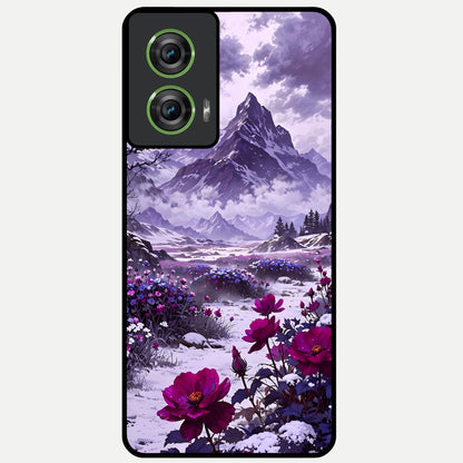  Flower Mountain View Glass Case For Moto Edge 50 Fusion back cover – full design glossy printed glass finish
