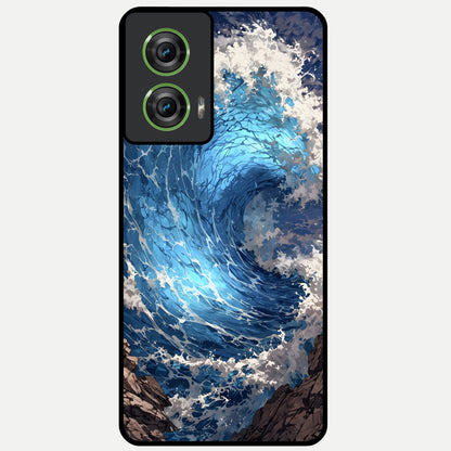  Giant Ocean Wave Glass Case For Moto Edge 50 Fusion back cover – full design glossy printed glass finish