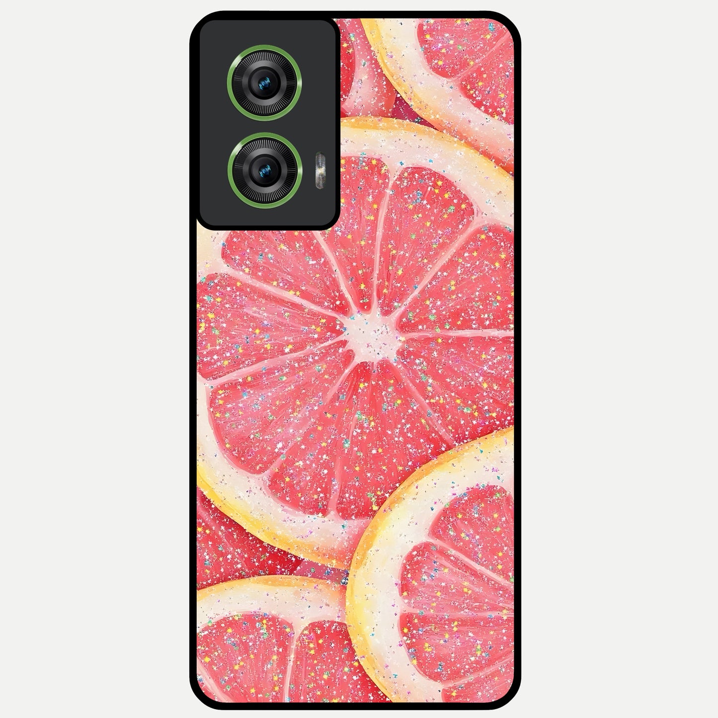  Glitter Grapefruit Glass Case For Moto Edge 50 Fusion back cover – full design glossy printed glass finish