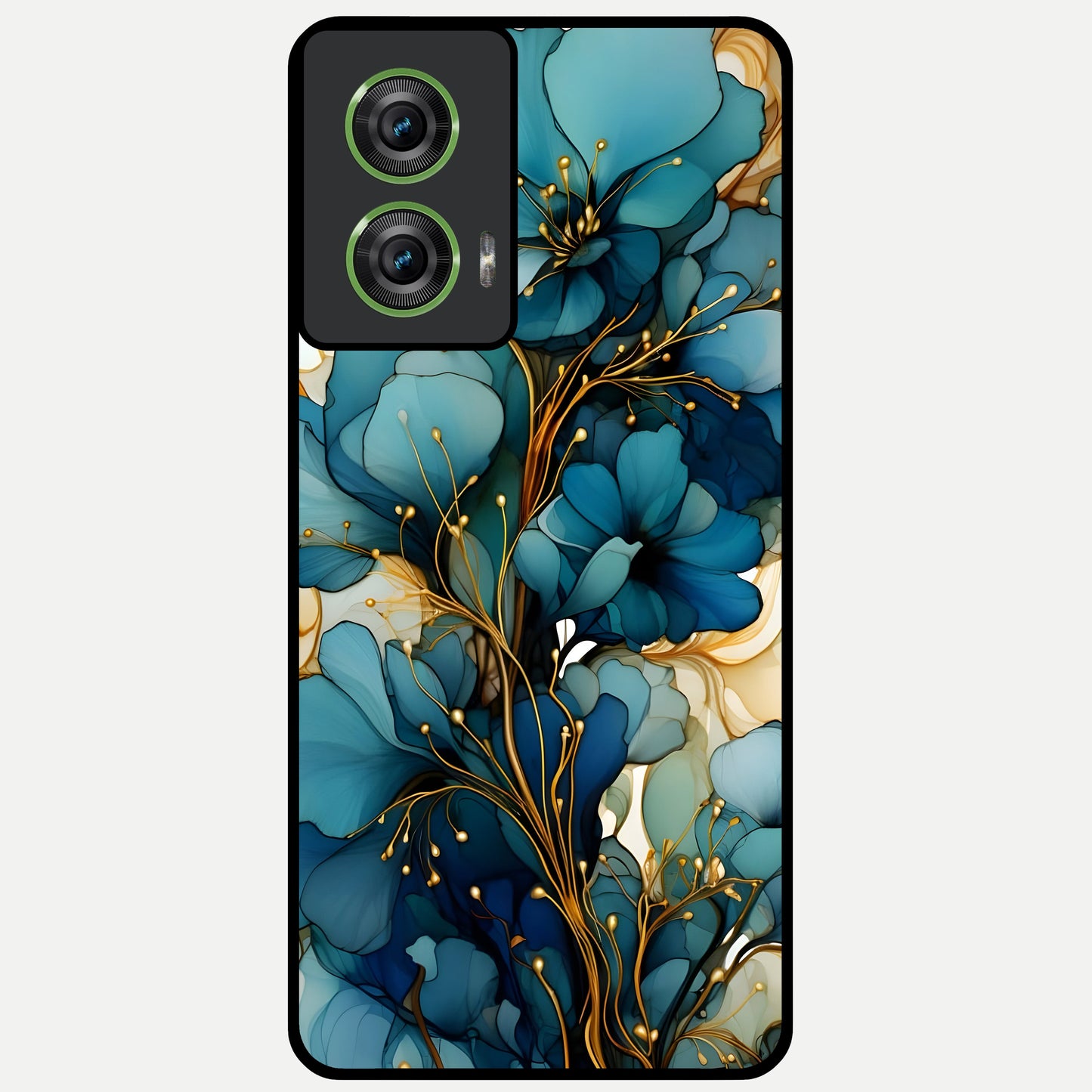  Golden Bloom Symphony Glass Case For Moto Edge 50 Fusion back cover – full design glossy printed glass finish
