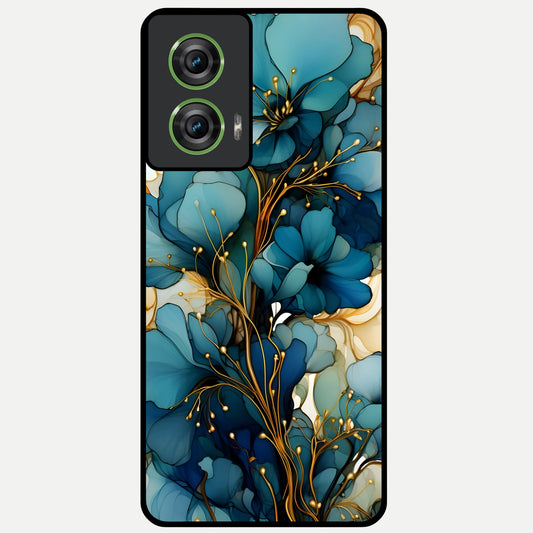  Golden Bloom Symphony Glass Case For Moto Edge 50 Fusion back cover – full design glossy printed glass finish