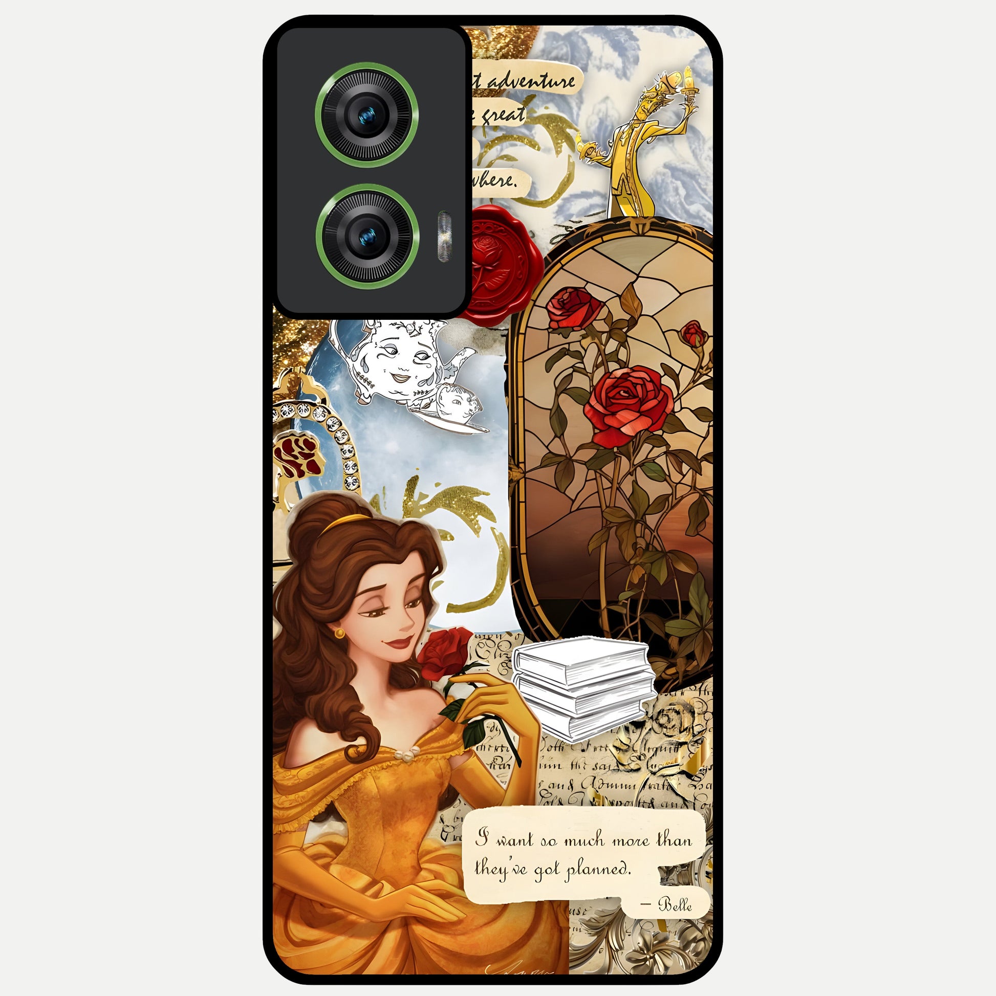  Golden Dream Belle Glass Case For Moto Edge 50 Fusion back cover – full design glossy printed glass finish