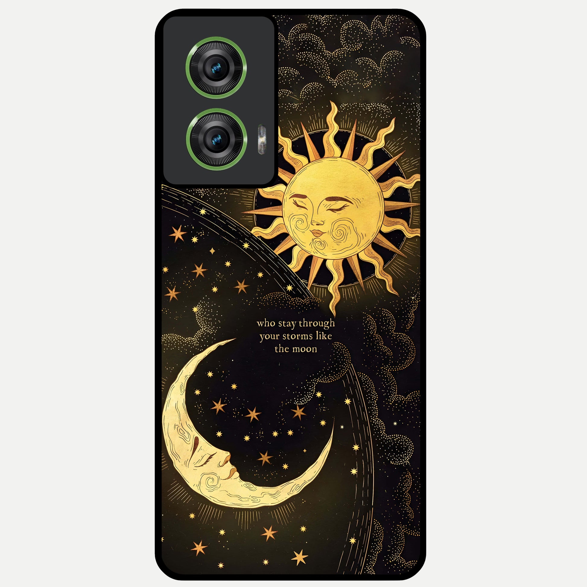  Golden Lunar Love Glass Case For Moto Edge 50 Fusion back cover – full design glossy printed glass finish