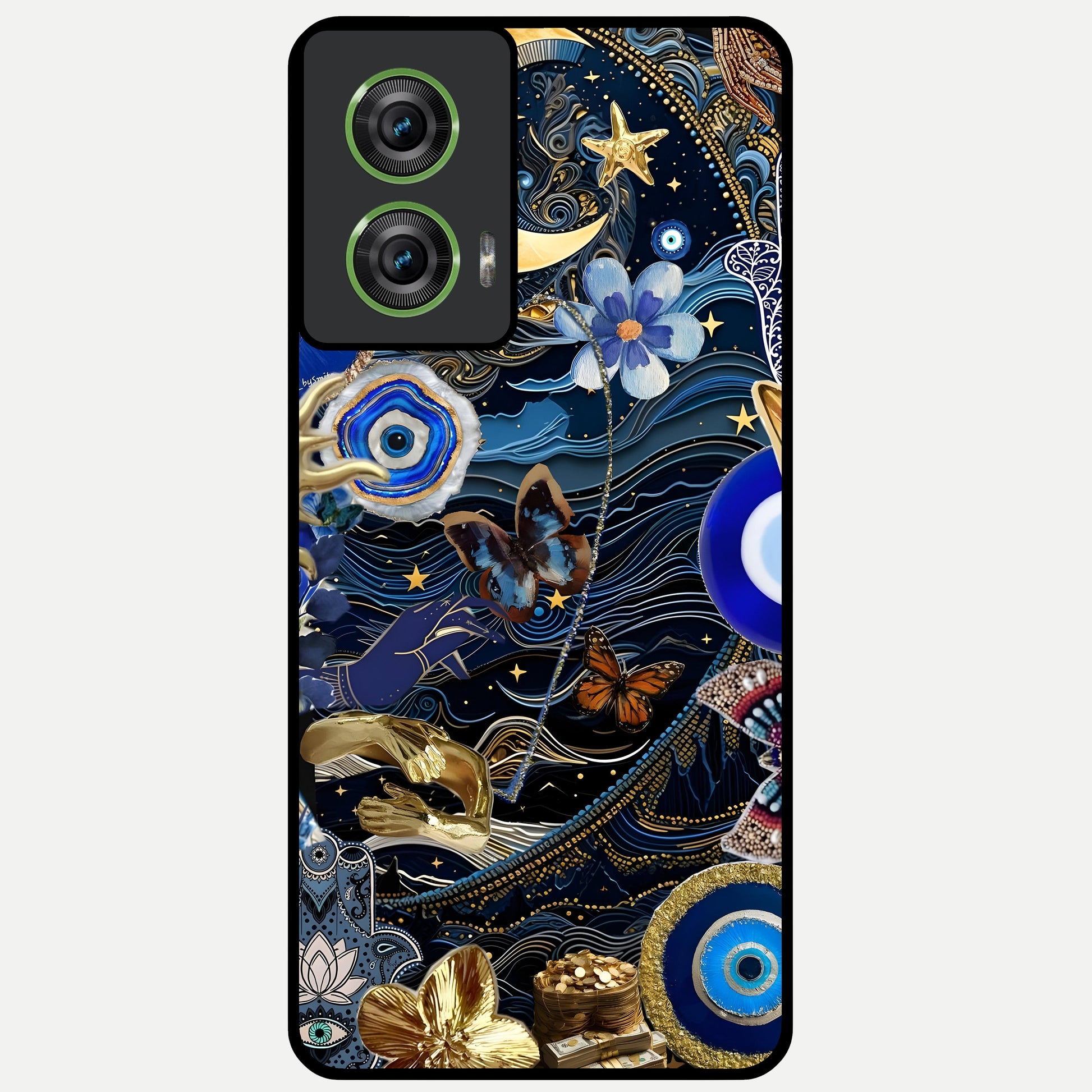  Golden Moon Magic Glass Case For Moto Edge 50 Fusion back cover – full design glossy printed glass finish