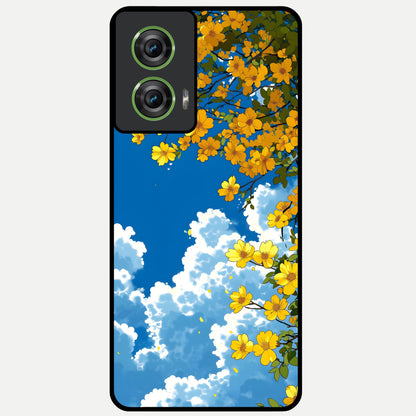  Golden Petal Sky Glass Case For Moto Edge 50 Fusion back cover – full design glossy printed glass finish