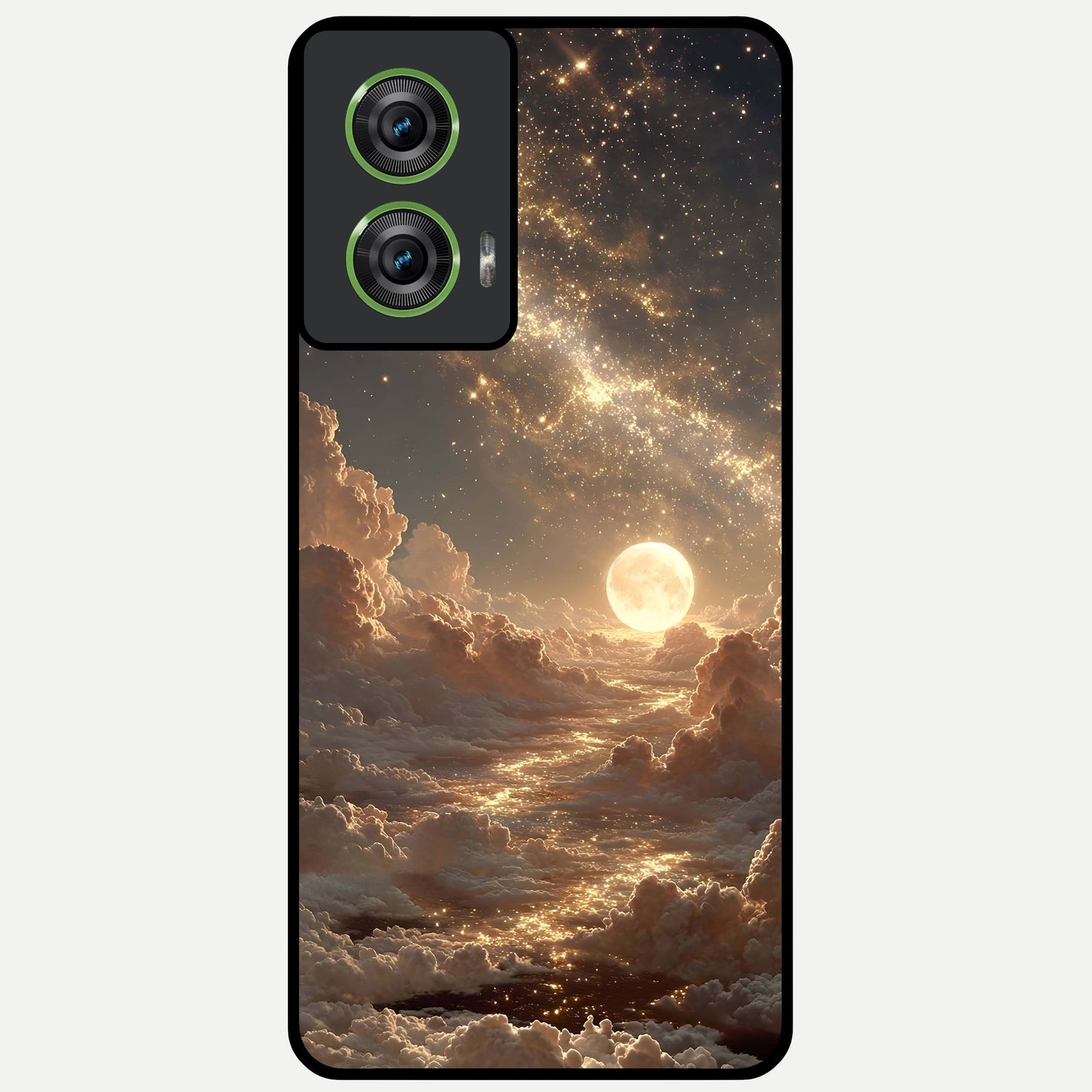  Golden Sky Dream Glass Case For Moto Edge 50 Fusion back cover – full design glossy printed glass finish