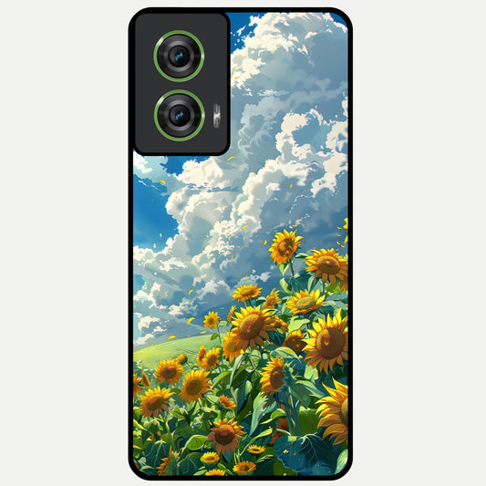  Golden Sun Glory Glass Case For Moto Edge 50 Fusion back cover – full design glossy printed glass finish
