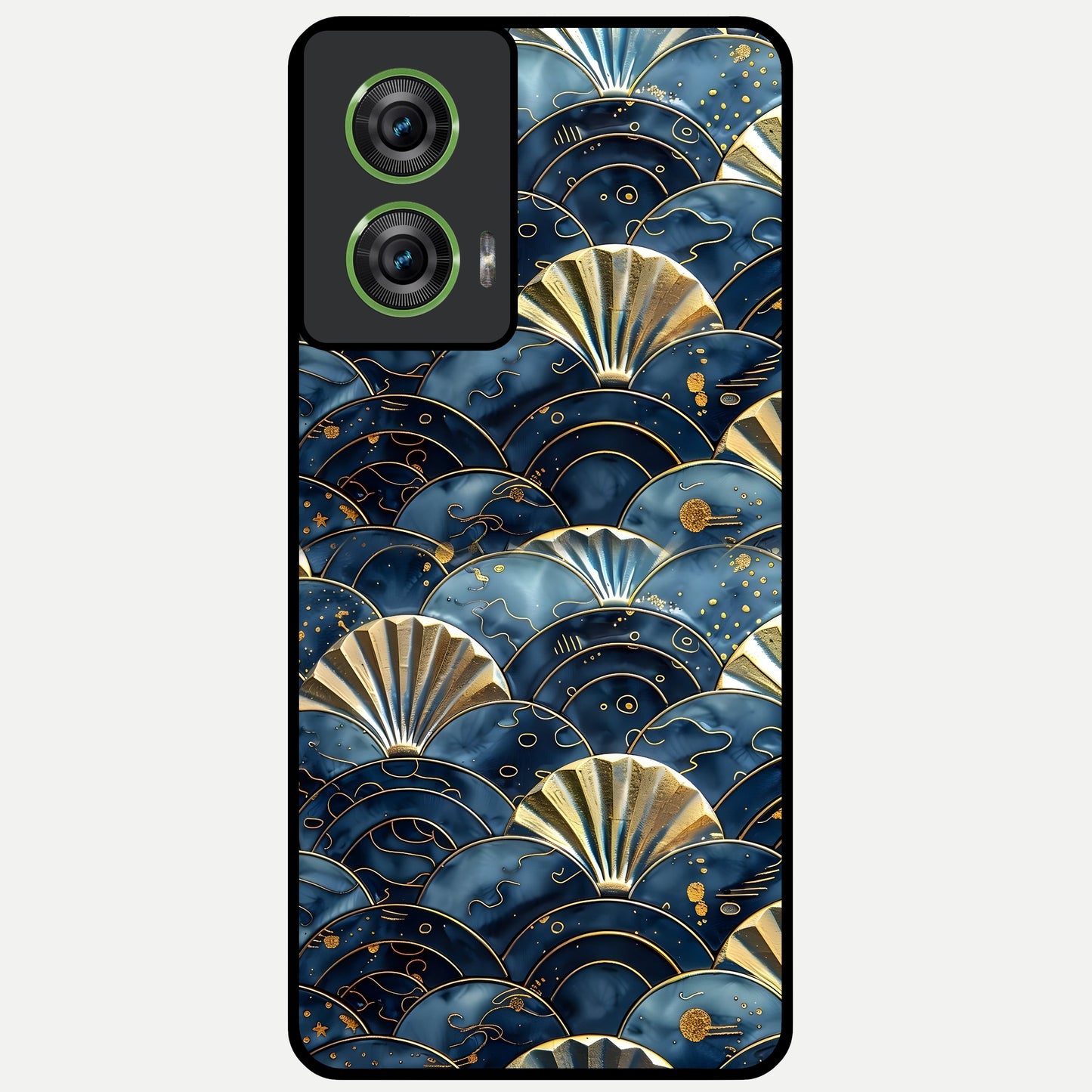  Golden Wave Luxe Glass Case For Moto Edge 50 Fusion back cover – full design glossy printed glass finish