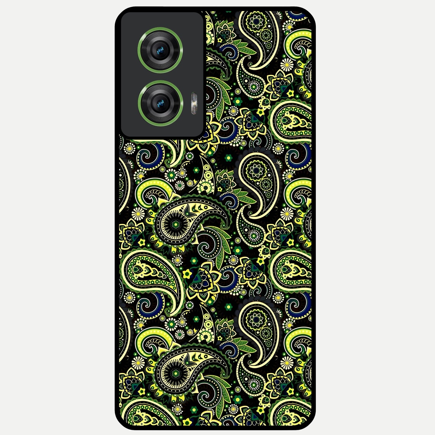  Green Lemon Glass Case For Moto Edge 50 Fusion back cover – full design glossy printed glass finish