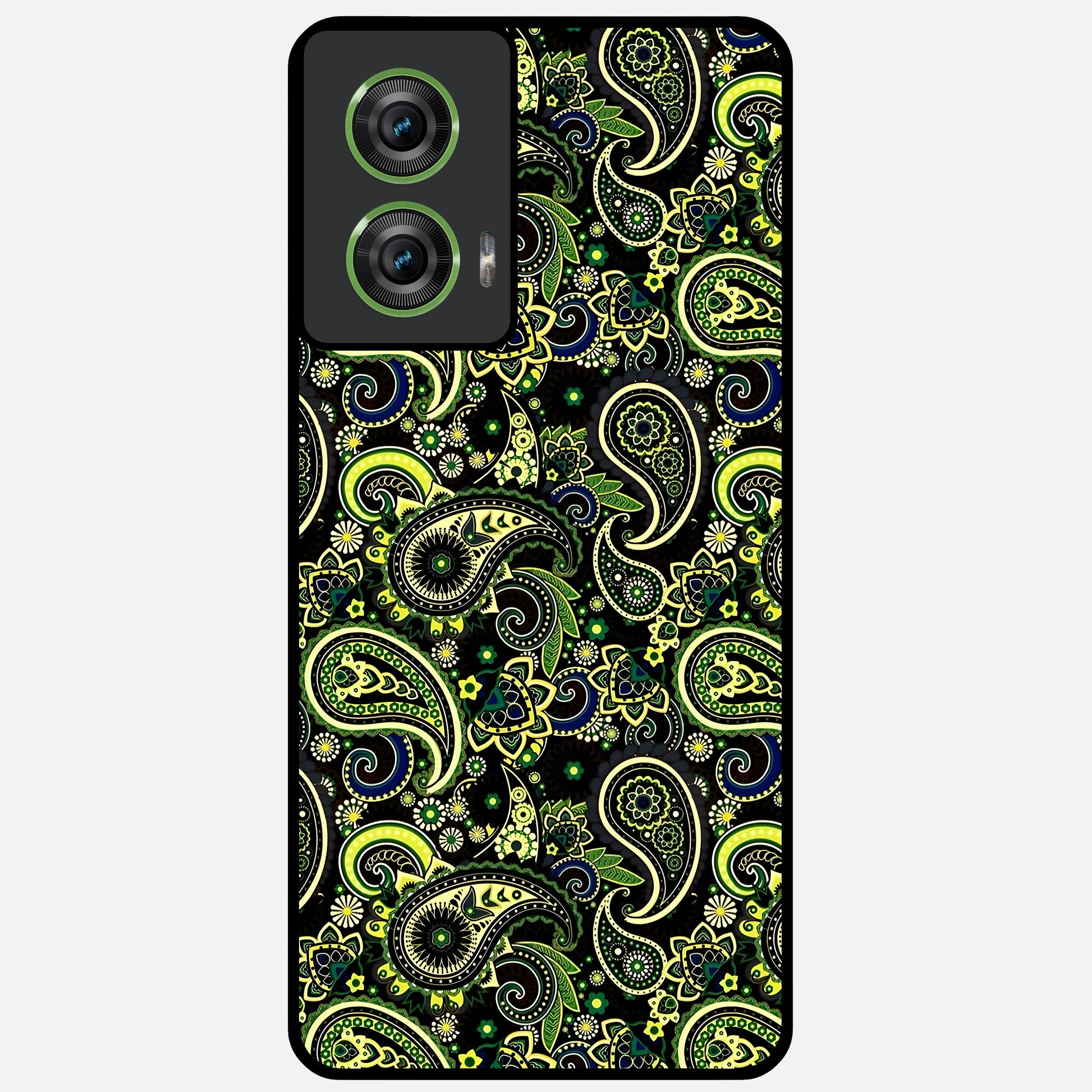  Green Lemon Glass Case For Moto Edge 50 Fusion back cover – full design glossy printed glass finish