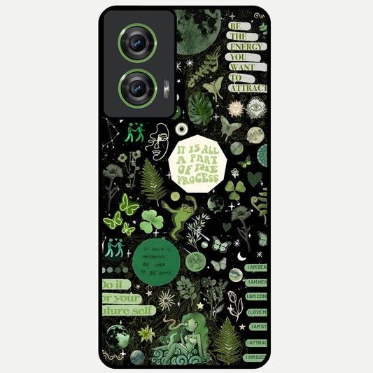  Green Mandala Pattern Glass Case For Moto Edge 50 Fusion back cover – full design glossy printed glass finish