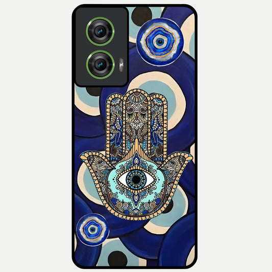  Hamsa Divine Guard Glass Case For Moto Edge 50 Fusion back cover – full design glossy printed glass finish