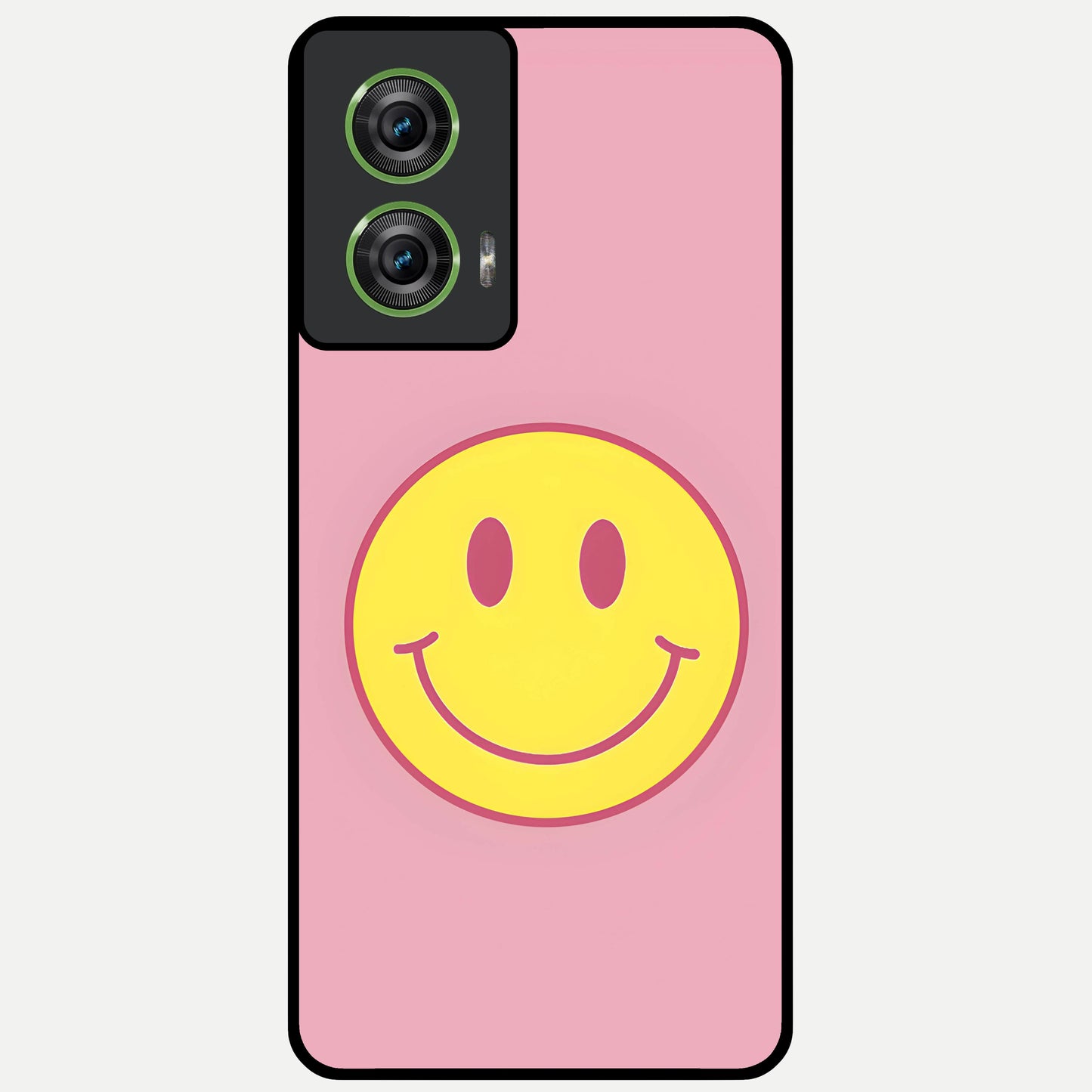  Happy Pink Mood Glass Case For Moto Edge 50 Fusion back cover – full design glossy printed glass finish