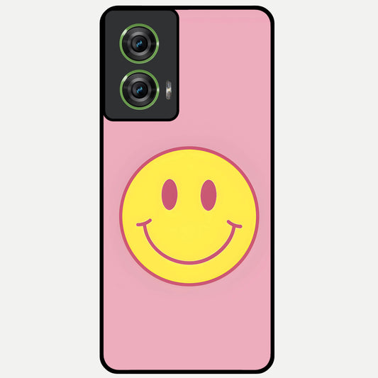  Happy Pink Mood Glass Case For Moto Edge 50 Fusion back cover – full design glossy printed glass finish