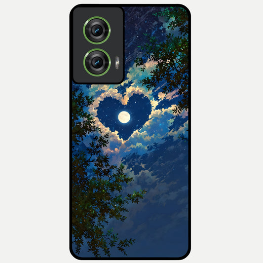  Heart With Moon Sky Glass Case For Moto Edge 50 Fusion back cover – full design glossy printed glass finish