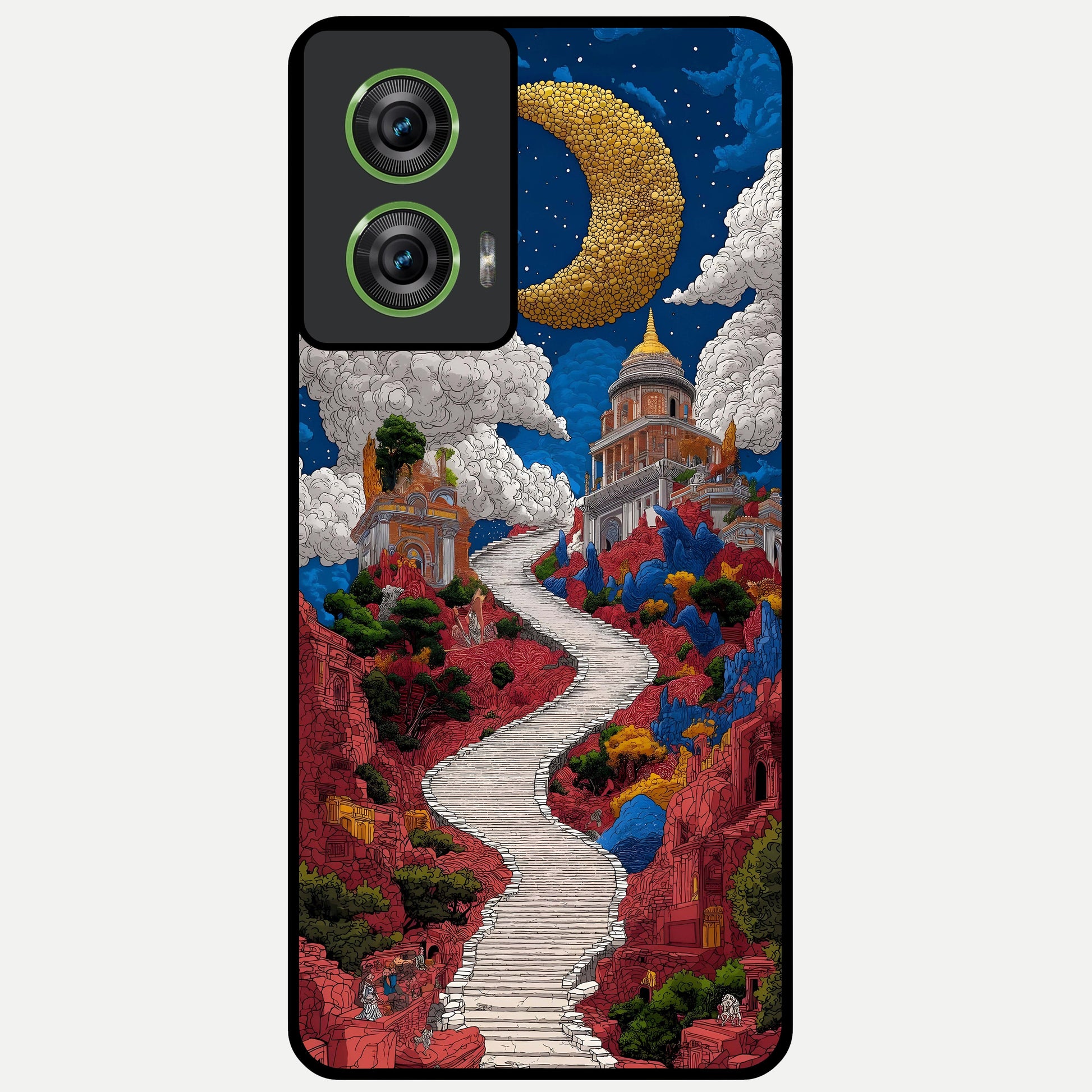  Heavenly Moon Path Glass Case For Moto Edge 50 Fusion back cover – full design glossy printed glass finish