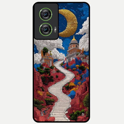  Heavenly Moon Path Glass Case For Moto Edge 50 Fusion back cover – full design glossy printed glass finish
