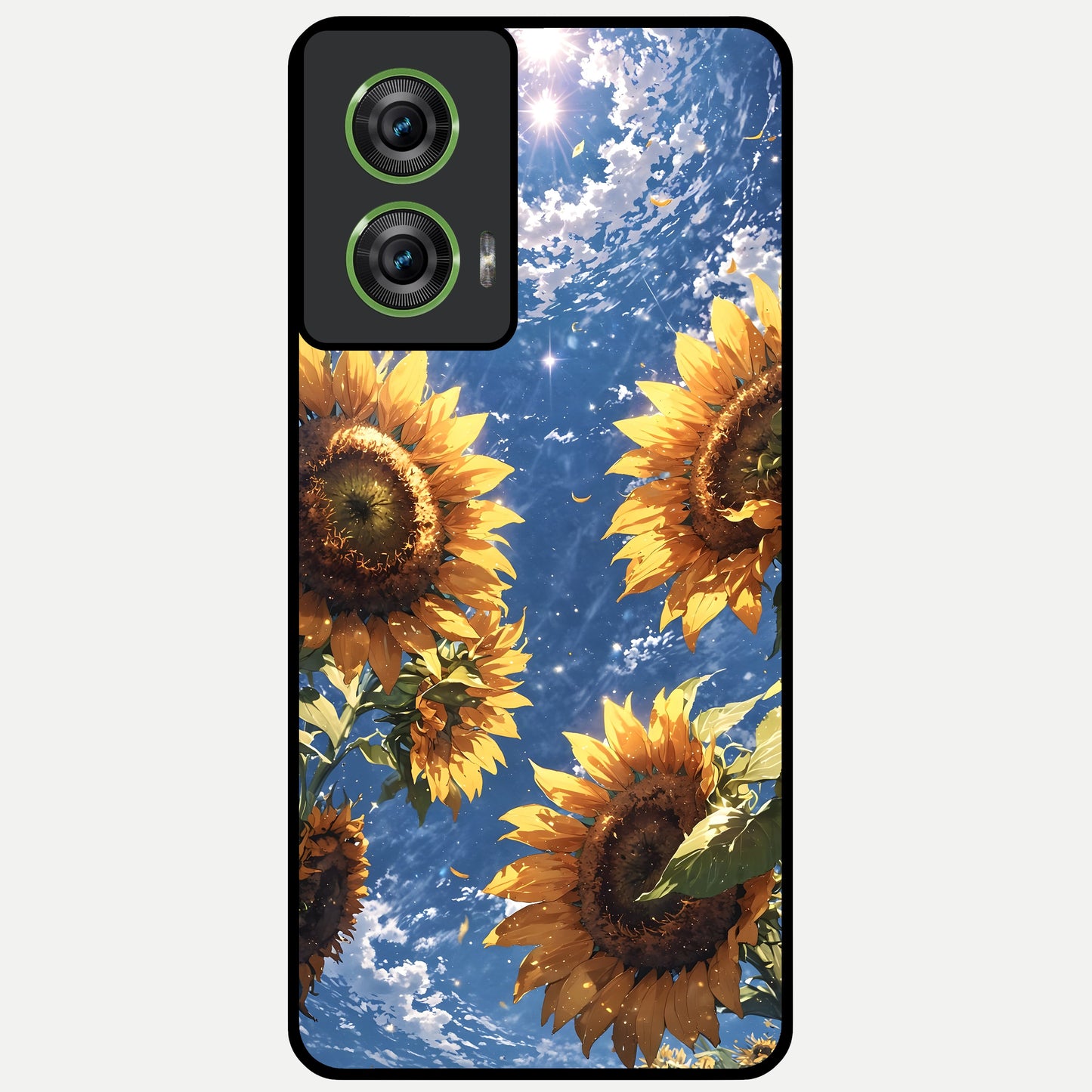  Heavenly Sunflower Rise Glass Case For Moto Edge 50 Fusion back cover – full design glossy printed glass finish