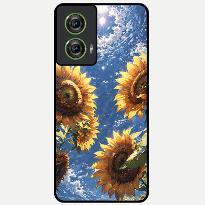  Heavenly Sunflower Rise Glass Case For Moto Edge 50 Fusion back cover – full design glossy printed glass finish