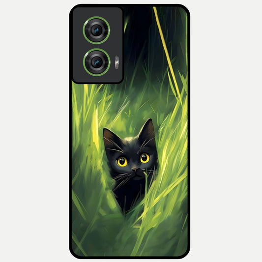  Hidden Cat Whisper Glass Case For Moto Edge 50 Fusion back cover – full design glossy printed glass finish