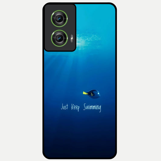  Just Keep Swimming Glass Case For Moto Edge 50 Fusion back cover – full design glossy printed glass finish