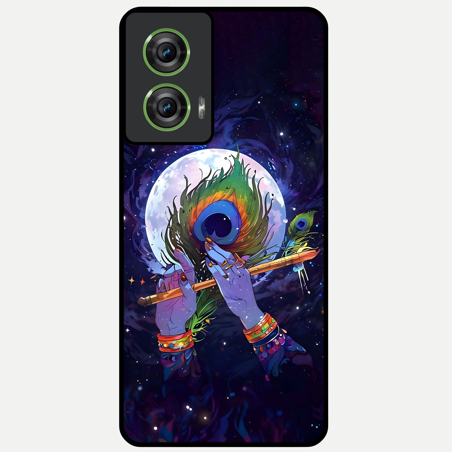  Krishna Hands Art Glass Case For Moto Edge 50 Fusion back cover – full design glossy printed glass finish