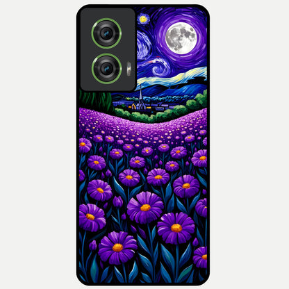  Lavender Moon Field Glass Case For Moto Edge 50 Fusion back cover – full design glossy printed glass finish