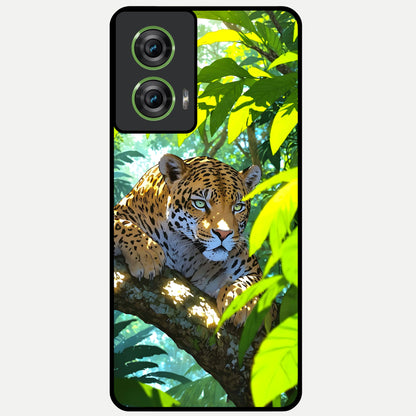  Leopard in Jungle Glass Case For Moto Edge 50 Fusion back cover – full design glossy printed glass finish