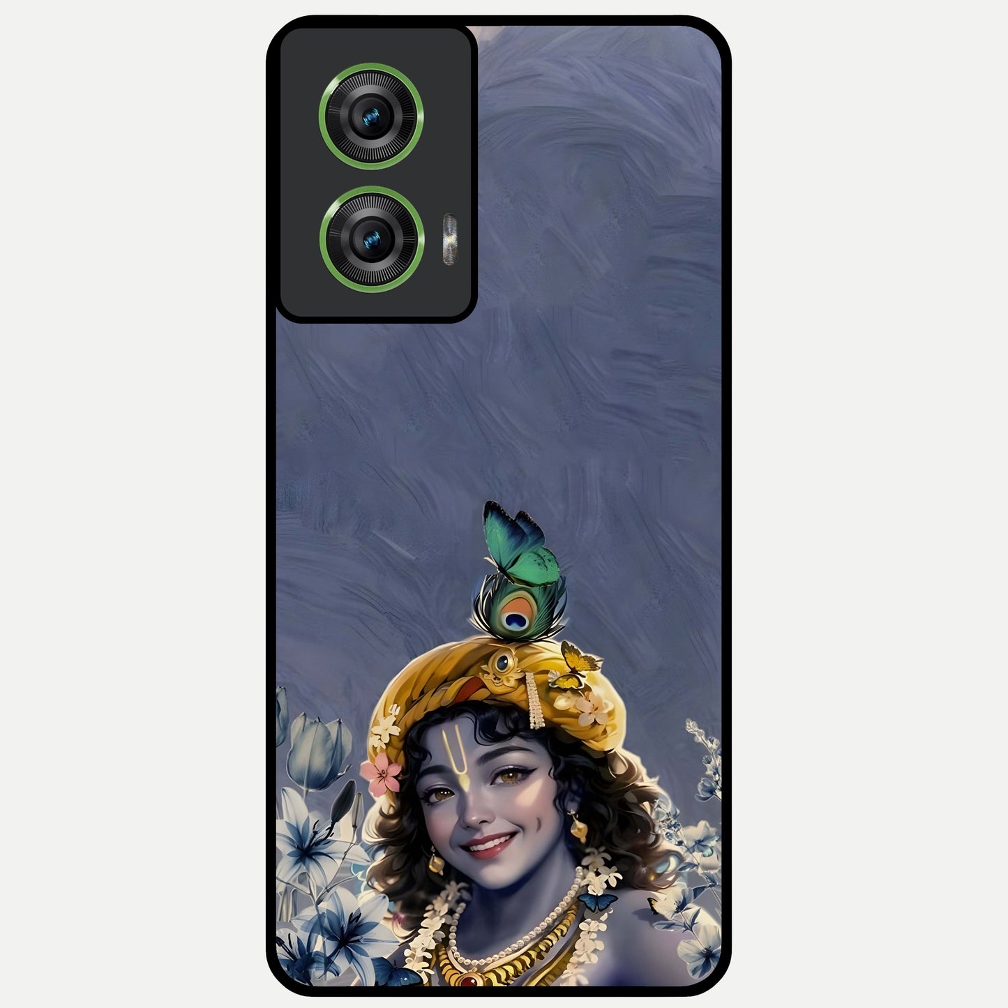  Lord Krishna Glass Case For Moto Edge 50 Fusion back cover – full design glossy printed glass finish