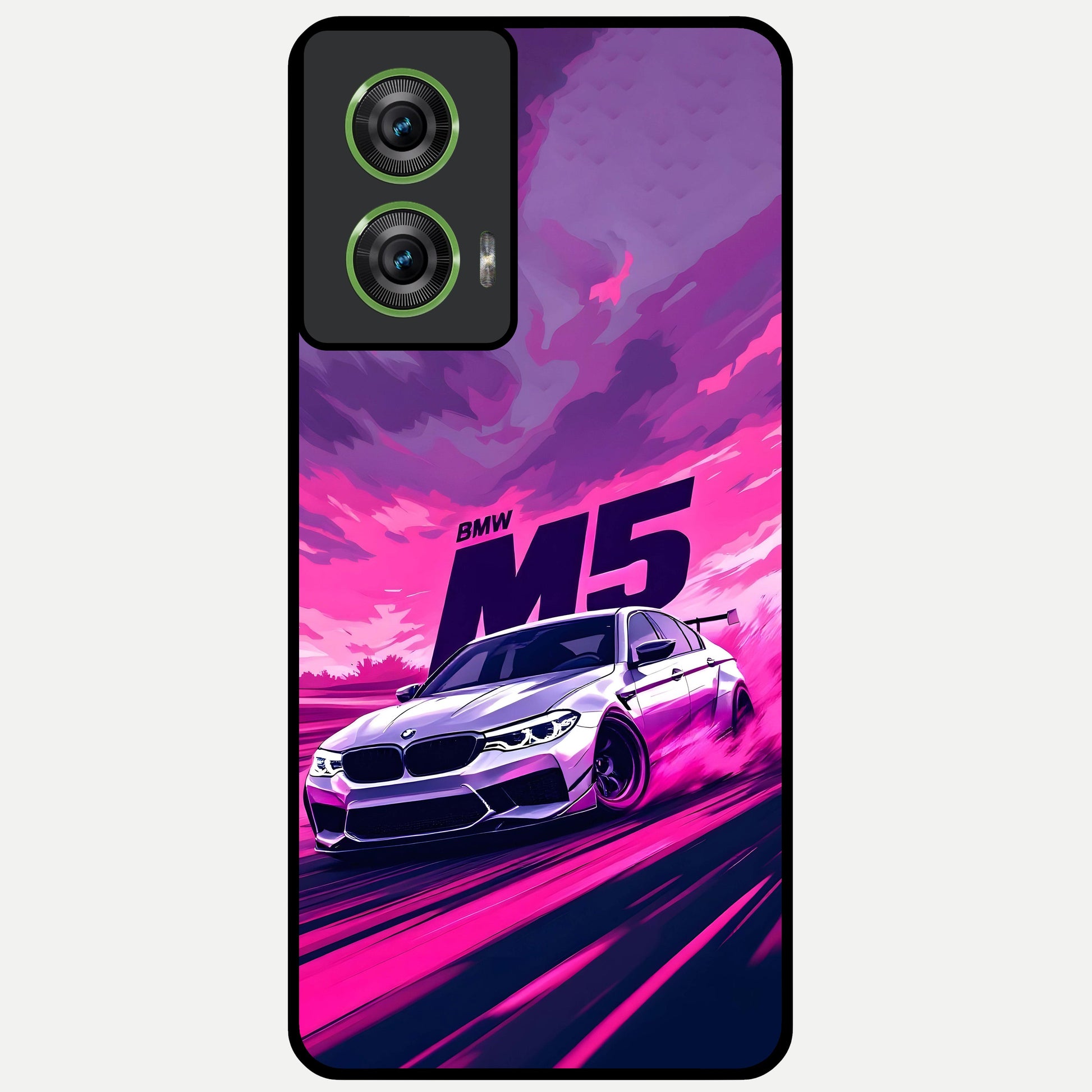  MS Neon Car Glass Case For Moto Edge 50 Fusion back cover – full design glossy printed glass finish