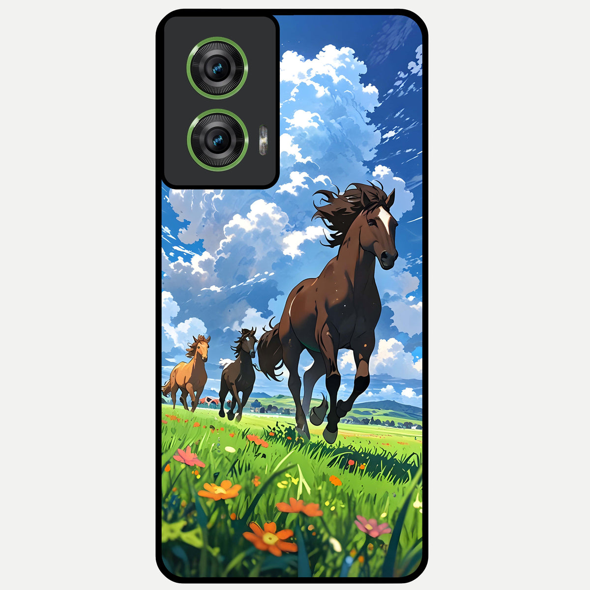  Majestic Horses Galloping Glass Case For Moto Edge 50 Fusion back cover – full design glossy printed glass finish