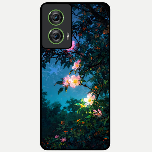  Midnight Bloom Glow Glass Case For Moto Edge 50 Fusion back cover – full design glossy printed glass finish