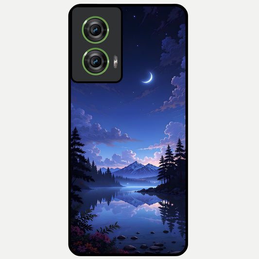  Midnight Lake Peace Glass Case For Moto Edge 50 Fusion back cover – full design glossy printed glass finish