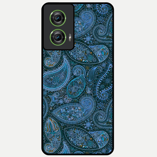  Midnight Paisley Glow Glass Case For Moto Edge 50 Fusion back cover – full design glossy printed glass finish