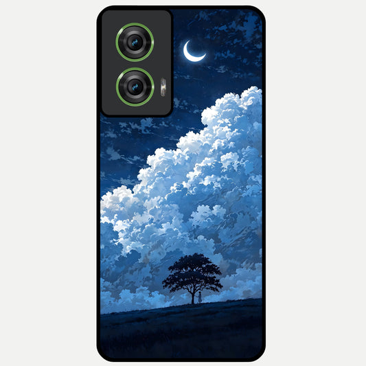  Midnight Sky Serenity Glass Case For Moto Edge 50 Fusion back cover – full design glossy printed glass finish
