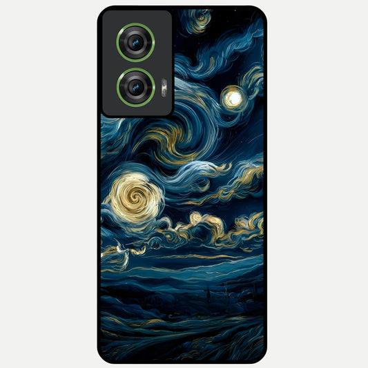  Midnight Sky Whirl Glass Case For Moto Edge 50 Fusion back cover – full design glossy printed glass finish