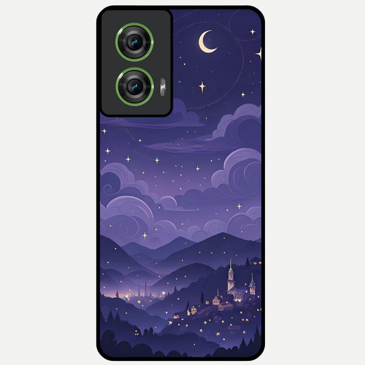  Minimal Night View Glass Case For Moto Edge 50 Fusion back cover – full design glossy printed glass finish
