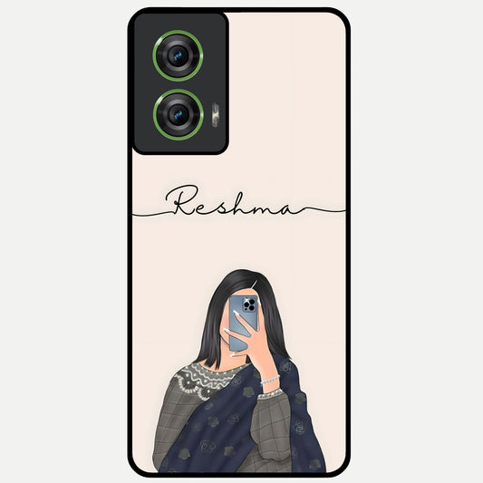  Mirror Mood Muse With Custom Name Glass Case For Moto Edge 50 Fusion back cover – full design glossy printed glass finish