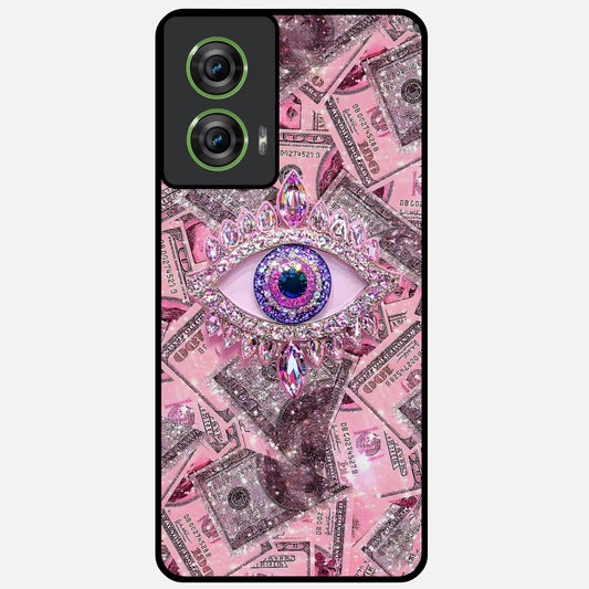  Money Eye Luxe Glass Case For Moto Edge 50 Fusion back cover – full design glossy printed glass finish